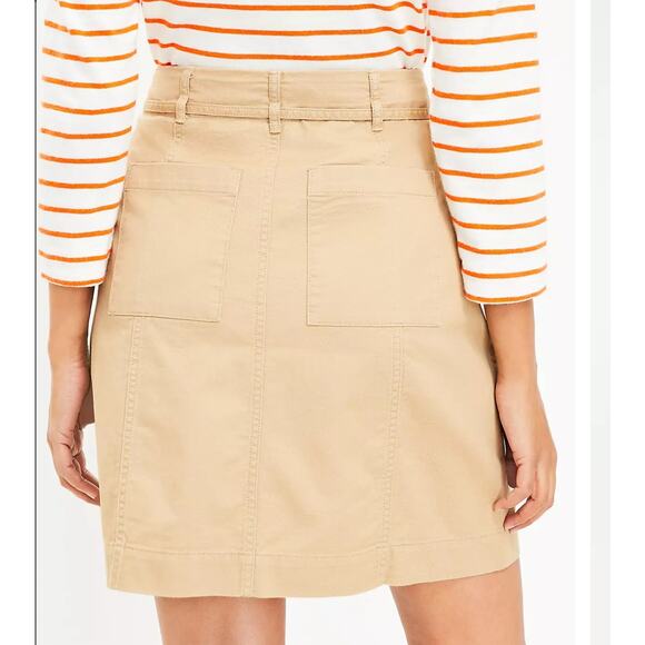 Loft Tan Pocket Skirt with Twill Tie size 8 - Picture 5 of 7